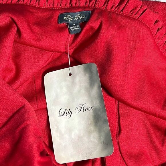 Lily Rose Red button down ruffle trim midi dress - Picture 7 of 9